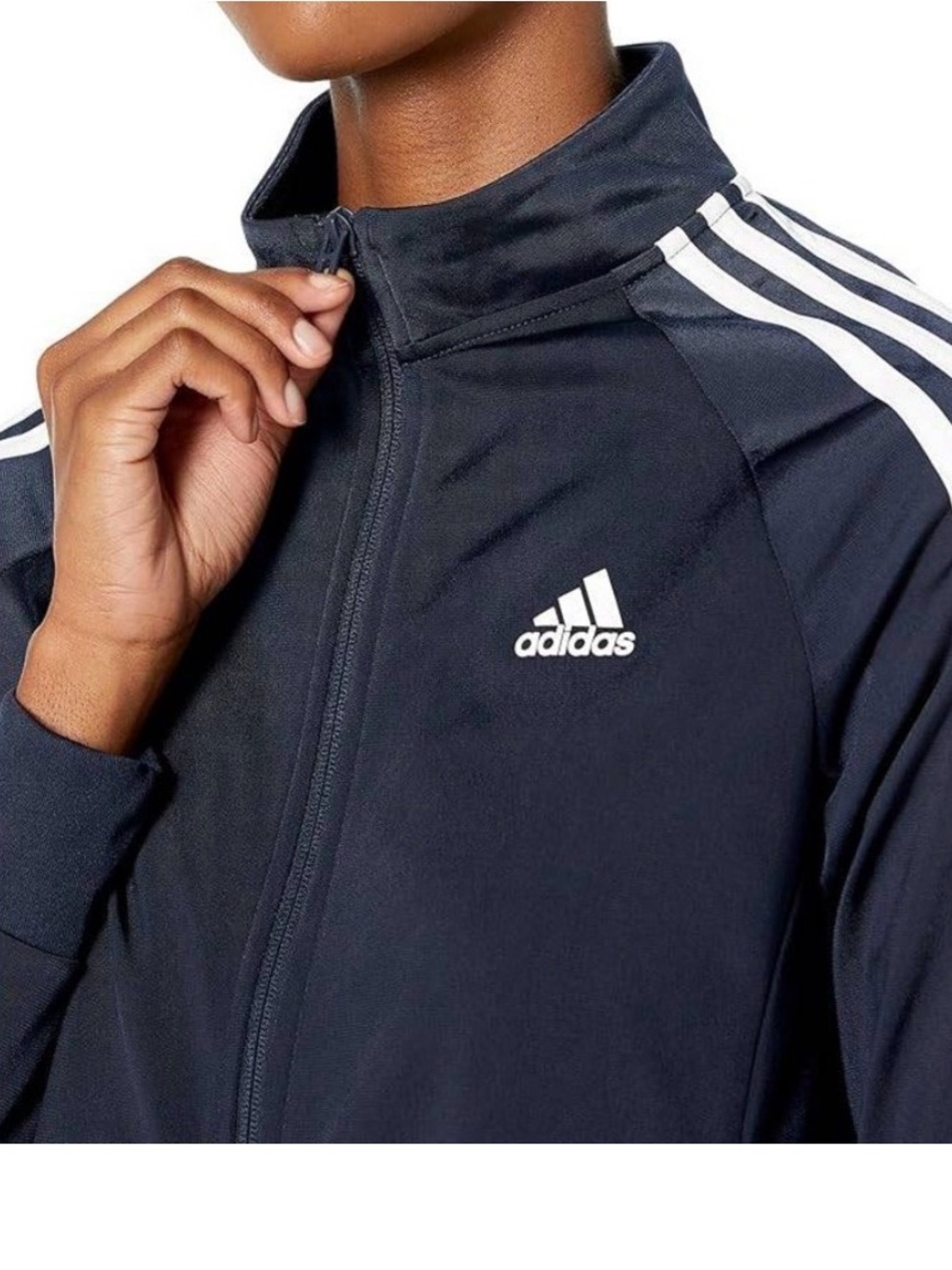 adidas Black and White Logo Zip Jacket